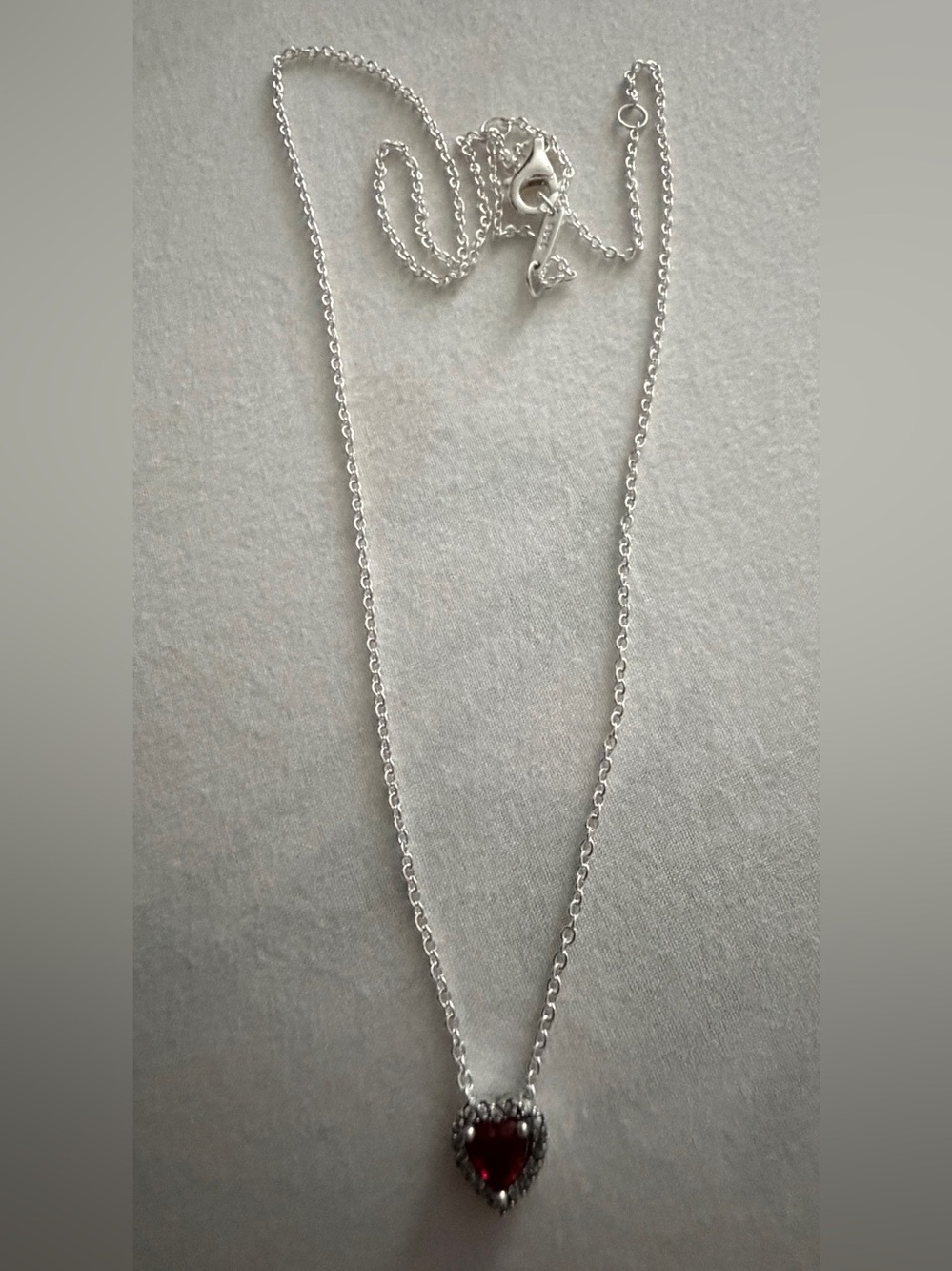 Heart Pendant Necklace with Red Stone - Women Jewelry